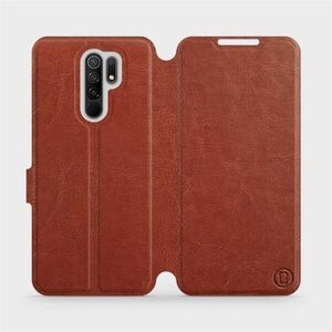 Mobiwear Xiaomi Redmi 9 barna flipes tok szürke belsővel kép