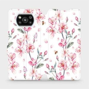Mobiwear M124S Xiaomi Poco X3 Pro flipes tok - rózsaszín virágok kép