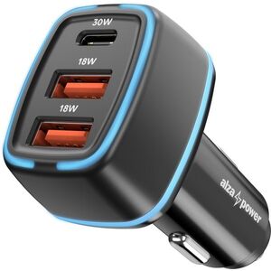 AlzaPower Car Charger P220 USB-A + USB-C Power Delivery 30W - fekete kép