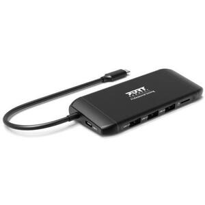 PORT CONNECT dokkolóállomás 8in1 DUAL SCREEN, 2xFullHD vagy 1x4K, HDMI, VGA, 3xUSB-A, RJ-45, TF, SD kép