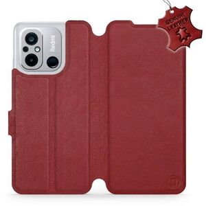 Mobiwear Xiaomi Redmi 12C sötétpiros bőr flip tok - L_DRS kép