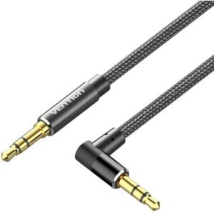 Vention Cotton Braided 3, 5 mm M to M Right Angle Audio Cable Aluminum Alloy Type, 2 m, fekete kép