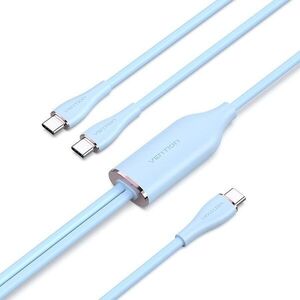 Vention USB 2.0 Type-C Male to 2 Type-C Male 5A Cable Silicone Type, 1, 5 m, kék kép