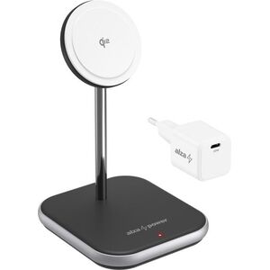 AlzaPower WQT310 Wireless Qi2 Compatible with MagSafe Charger Stand, 15W, fekete kép