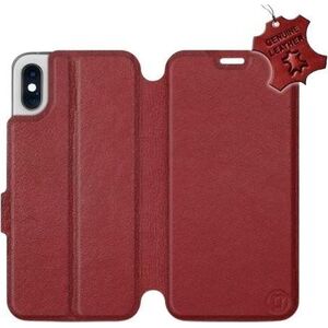 Mobiwear Apple iPhone XS sötétpiros flipes bőr tok kép