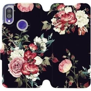 Mobiwear VD11P Xiaomi Redmi Note 7 flipes tok - rózsák fekete alapon kép