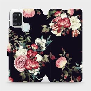 Mobiwear VD11P Samsung Galaxy A21S flipes tok - rózsák fekete alapon kép