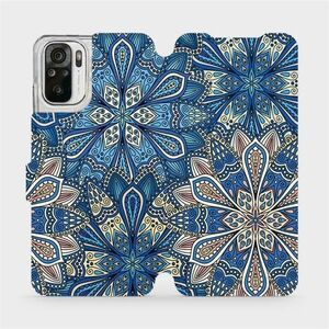 Mobiwear V108P Xiaomi Redmi Note 10S flipes tok - kék mandala virágok kép