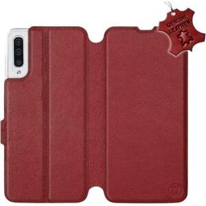 Mobiwear Samsung Galaxy A50 sötétpiros bőr flip tok kép