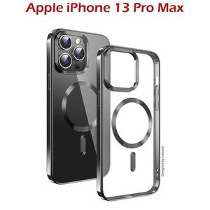 Swissten Clear Jelly MagStick Metallic iPhone 13 Pro Max fekete tok kép