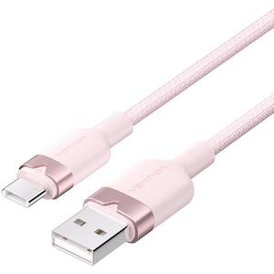 Vention USB 2.0 A Male to C Male 3A Cable 2M Pink Aluminum Alloy Type kép