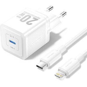 Vention 1-Port USB-C GaN Charger (20W) with USB-C to Lightning Cable (1M) EU-Plug White kép
