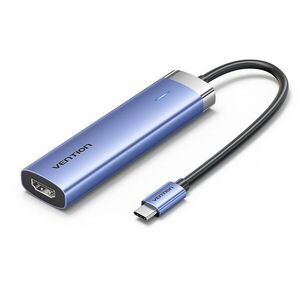 Vention USB-C to HDMI/USB 3.0 x 3/PD Docking Station 0.15M Blue Aluminum Alloy Type kép