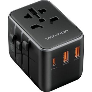 Vention 3-Port USB (C + A + A) Universal Travel Adapter 20W / 18W / 18W Black kép