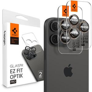 Spigen Glass tR EZ Fit Optik Pro 2 Pack Desert Titanium iPhone 17 Pro/16 Pro/17 Pro Max/16 Pro Max kép