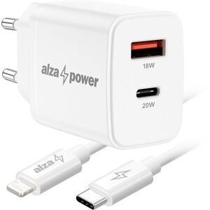 AlzaPower Compact A530 20W Fehér + Core Lightning MFi 1m - fehér kép
