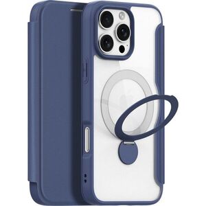 DUX DUCIS Skin X Pro Ring Stand iPhone 16 Pro Max kék flipes bőr tok kép