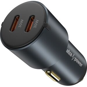 AlzaPower autós töltő X530 2xUSB-C Power Delivery 60W szürke kép