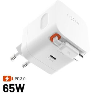 FIXED GaN, 2×USB-C, visszahúzható kábel, PD 3.0 támogatás, 65 W, fehér kép