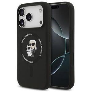 Karl Lagerfeld Liquid Silicone Karl and Choupette iPhone 17 Pro Max fekete MagSafe tok kép