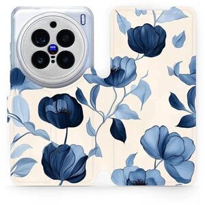 Mobiwear Flip Vivo X200 Pro kék virágok tok kép