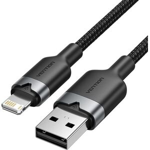 Vention USB 2.0 Type-A Male to Lightning Male 2.4A Cable 1M Black Aluminum Alloy Type kép