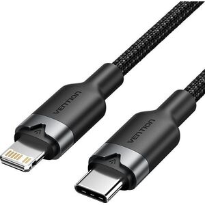 Vention USB 2.0 Type-C Male to Lightning Male 3A Cable 1M Black Aluminum Alloy Type kép