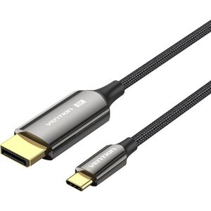Vention Cotton Braided 8K Bi-Directional USB-C Male to DisplayPort Male Cable 2M Black Zinc Alloy Type kép