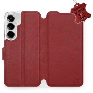 Mobiwear Samsung Galaxy S25 sötétpiros bőr flip tok kép