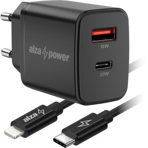 AlzaPower Compact A530 20W Fekete + Core Lightning MFi 1m - fekete kép
