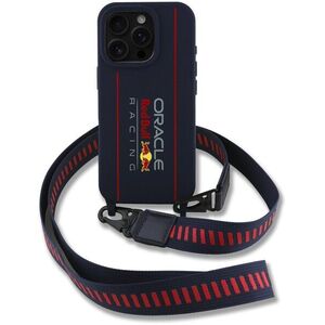 Red Bull Vertical Logo iPhone 16 Pro Max MagSafe tengerészkék szilikon tok crossbody pánttal kép
