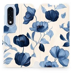 Mobiwear Flip OnePlus Nord 5 kék virágok tok kép