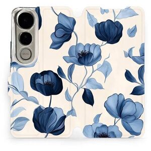 Mobiwear Flip Vivo V50 Lite kék virágok tok kép