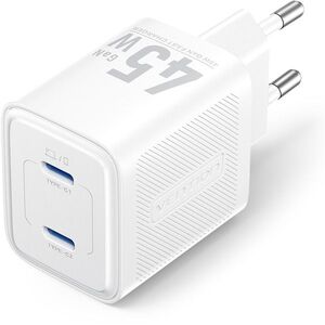 Vention 2-Port USB (C + C) GaN Charger (45W/45W) EU-Plug White kép