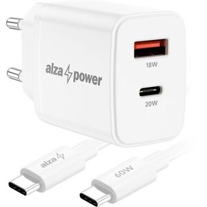AlzaPower Compact SET A530 (20W + USB-C/C 60W Cable) - fehér kép