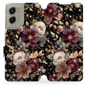 Mobiwear Flip Motorola Edge 70 aranyszínű virágok tok kép