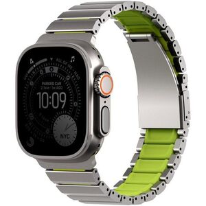 UNIQ Strova Flex az Apple Watch 49/46/45/44 mm-es órához, Titanium silver/Lime green kép