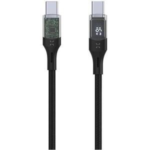 FIXED Cable USB-C/USB-C kábel kijelzővel és PD támogatással, 2 m, USB 2.0, 100 W, fekete kép