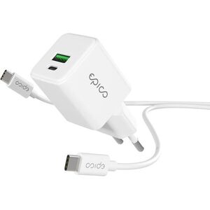Epico UltraBoost EA10 20 W GaN töltőfej, 1, 2 m USB-C to USB-C kábel - fehér kép