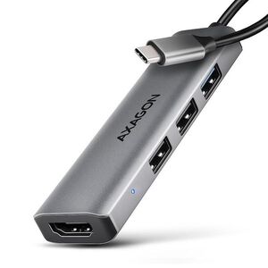 AXAGON HMC-H3A, STARTER 4-in-1 Hub, USB-C 5Gbps, 3x USB-A, HDMI 4k/30Hz, USB-C cable 15 cm kép