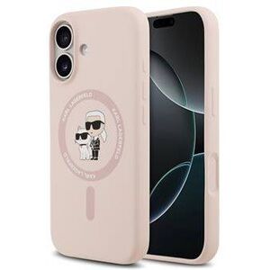 Karl Lagerfeld Liquid Karl and Choupette iPhone 17 rózsaszín szilikon MagSafe tok kép