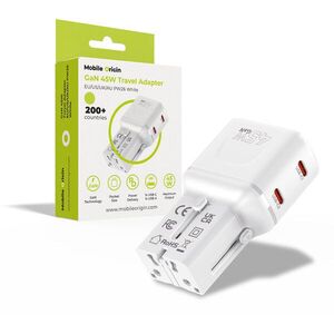 Mobile Origin GaN 45W Travel Adapter, EU/US/UK/AU PW26 White kép
