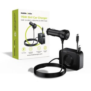 Mobile Origin 75W 5in1 Car Charger CA23 - 2x USB-C + USB-A Port, 2x USB-C Cable kép