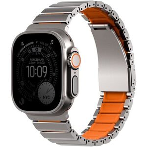 UNIQ Strova Flex Apple Watch 49/ 46/ 45/ 44 mm - Titanium Silver/ Volt orange kép