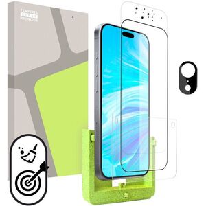 Tempered Glass Protector, iPhone 17e / 16e készülékhez (önfelhelyező applikátor keret) + védőüveg kamerához kép