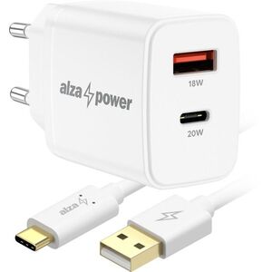 AlzaPower Compact A530 20W Fehér + Core USB-C 2.0 1m - fehér kép