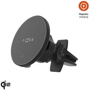FIXED MagRound2 MagSafe kompatibilis tartó és töltő, Qi2, 15 W, fekete kép