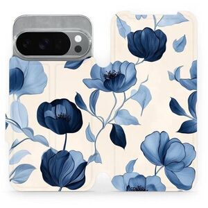 Mobiwear Flip Google Pixel 10 Pro kék virágok tok kép