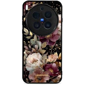 Mobiwear Glossy Vivo X300 Pro aranyszínű virágok fényes tok kép