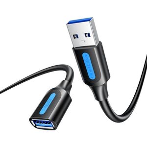 Vention USB 3.2 A Male to A Female Extension Round Cable PVC Type 1 m, Black kép